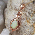 * A LOVING MOMENT 14KT ROSE GOLD & DIAMOND AUSTRALIAN WHITE OPAL NECKLACE