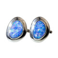RAINBOW SPARKS STERLING SILVER AUSTRALIAN OPAL CUFFLINKS