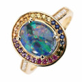 SWEEET MELODY 14KT YELLOW GOLD & DIAMOND AUSTRALIAN OPAL RING