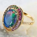 CHERRY ON TOP 14KT YELLOW GOLD & DIAMOND AUSTRALIAN OPAL RING