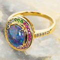 SWEET JOY 14KT YELLOW GOLD & DIAMOND AUSTRALIAN OPAL RING