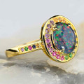 GREEN BUTTERCUP 18KT GOLD PLATED AUSTRALIAN OPAL RING