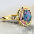 * GUM BUBBLES 18KT GOLD PLATED AUSTRALIAN OPAL RING