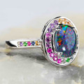 RAINBOW PARADE STERLING SILVER AUSTRALIAN OPAL RING RAINBOW PARADE STERLING SILVER AUSTRALIAN OPAL RING
