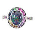 RAINBOW PARADE STERLING SILVER AUSTRALIAN OPAL RING RAINBOW PARADE STERLING SILVER AUSTRALIAN OPAL RING