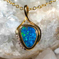 * GOLDEN HOUR 14KT GOLD & DIAMOND AUSTRALIAN OPAL NECKLACE