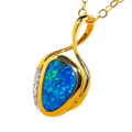 * GOLDEN HOUR 14KT GOLD & DIAMOND AUSTRALIAN OPAL NECKLACE