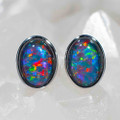 MIDNIGHT SUN STERLING SILVER AUSTRALIAN OPAL EARRINGS