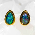 FLAWLESS FINESSE 18KT GOLD PLATED AUSTRALIAN OPAL EARRINGS