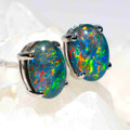 *1  FLICKER STERLING SILVER AUSTRALIAN OPAL EARRINGS