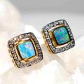 ANGELIC AURA 14KT GOLD & DIAMOND AUSTRALIAN OPAL EARRINGS
