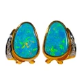 * 1PIGMENT SPLASH 14KT GOLD & DIAMOND AUSTRALIAN OPAL EARRINGS