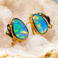 LUMINOSITY PARADE 14KT GOLD & DIAMOND AUSTRALIAN OPAL EARRINGS