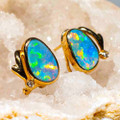 LUMINOSITY PARADE 14KT GOLD & DIAMOND AUSTRALIAN OPAL EARRINGS