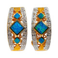 * A MOONLIT GEM 14KT GOLD & DIAMOND AUSTRALIAN OPAL EARRINGS