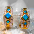 MOONLIT GEM 14KT GOLD & DIAMOND AUSTRALIAN OPAL EARRINGS MOONLIT GEM 14KT GOLD & DIAMOND AUSTRALIAN OPAL EARRINGS