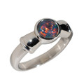 CHERRY RED FLASH STERLING SILVER AUSTRALIAN OPAL RING