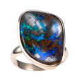 * 1 PANGEA STERLING SILVER AUSTRALIAN SOLID BOULDER OPAL RING