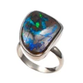 * 1 PANGEA STERLING SILVER AUSTRALIAN SOLID BOULDER OPAL RING