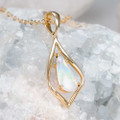* 1 ARIA 14KT YELLOW GOLD AUSTRALIAN WHITE OPAL NECKLACE