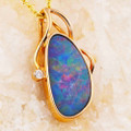 * GREAT SUNSET 14KT ROSE GOLD & DIAMOND AUSTRALIAN OPAL NECKLACE
