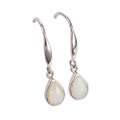 CRYSTAL DROP STERLING SILVER AUSTRALIAN WHITE OPAL STUD EARRINGS