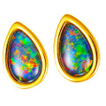 ORGANIC DESTINY 18KT GOLD PLATED AUSTRALIAN OPAL STUD EARRINGS