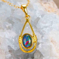 GOLD SPHERE 18KT GOLD PLATED AUSTRALIAN OPAL NECKLACE