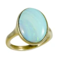 * CHERRY POP 14KT GOLD  WHITE OPAL RING
