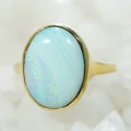 * CHERRY POP 14KT GOLD  WHITE OPAL RING