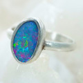 * 1 UNIVERSAL GEMS STERLING SILVER AUSTRALIAN OPAL RING