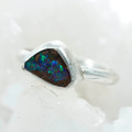 *TREND SETTER STERLING SILVER AUSTRALIAN SOLID BOULDER OPAL RING