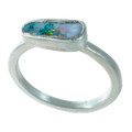 *OPAL AFICIONADO STERLING SILVER AUSTRALIAN SOLID BOULDER OPAL RING