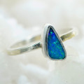 * 1 SPARKLED SPLASH STERLING SILVER AUSTRALIAN SOLID BOULDER OPAL RING