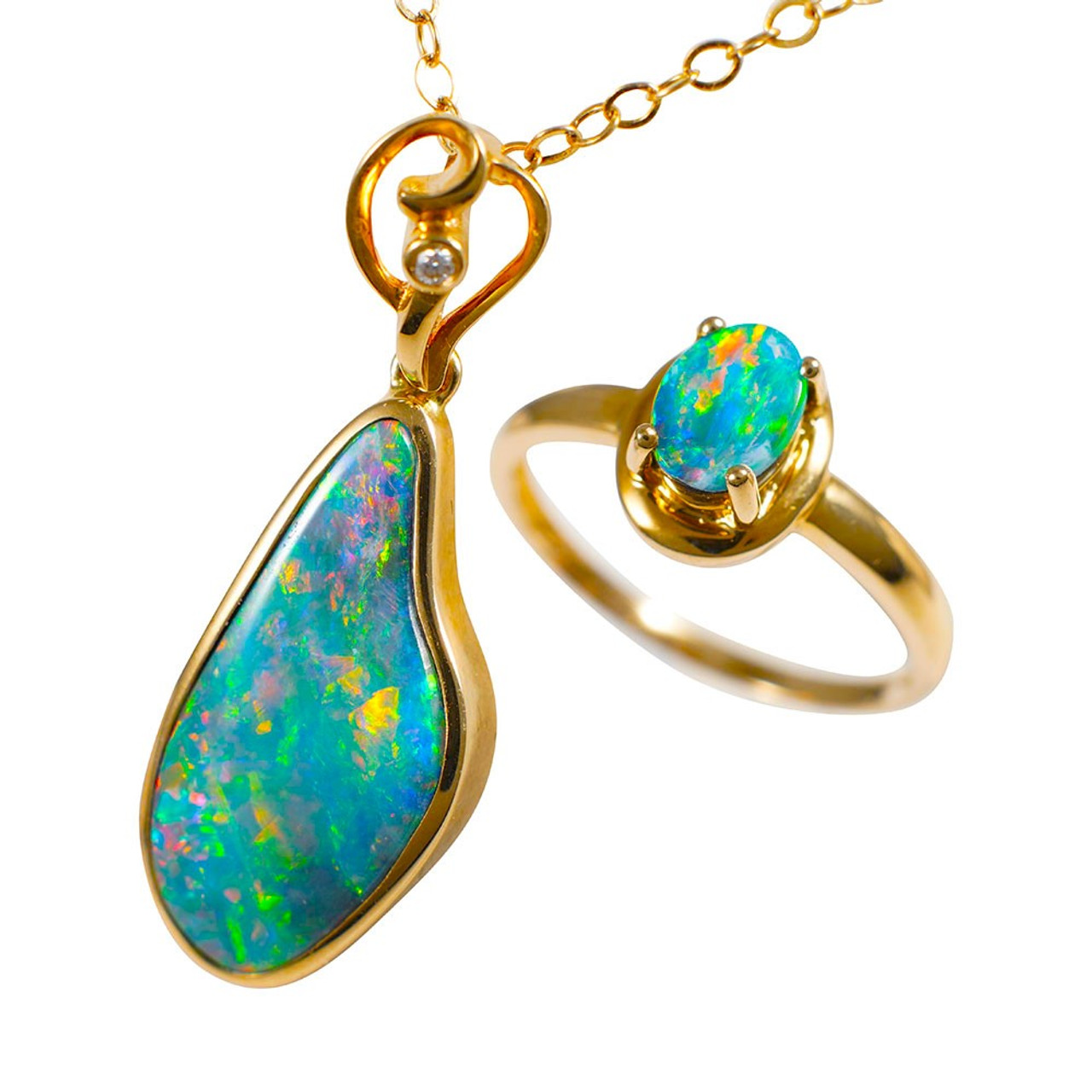 AIRE 14KT GOLD OPAL JEWELRY SET