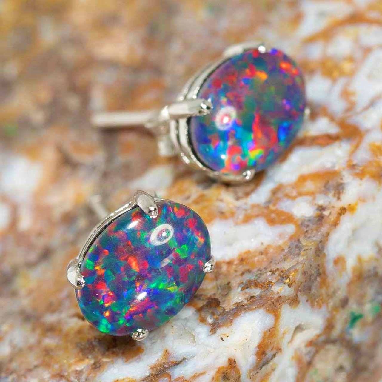 Australian Opal Earrings, Natural Australian Opal Earrings, Blue Opal  Earrings, Fire Opal, Doublet Opal Earrings, Opal Jewelry, Gift for Her -  Etsy