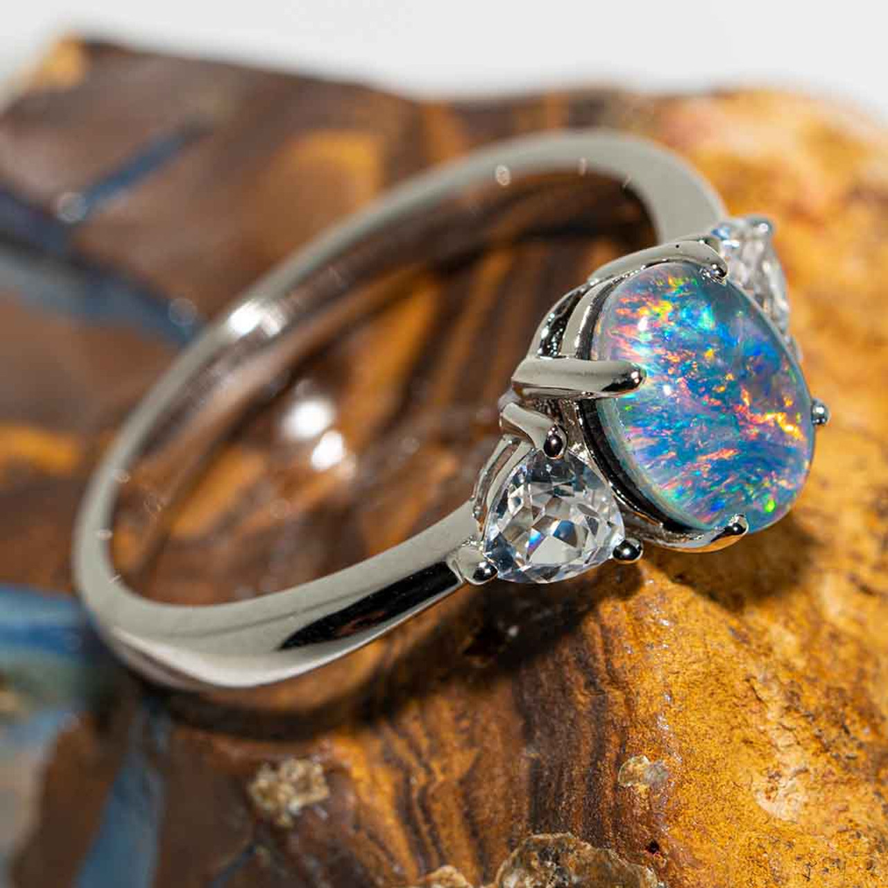 Natural Ethiopian Opal Stone 925 Sterling Silver Gemstone Ring - R895