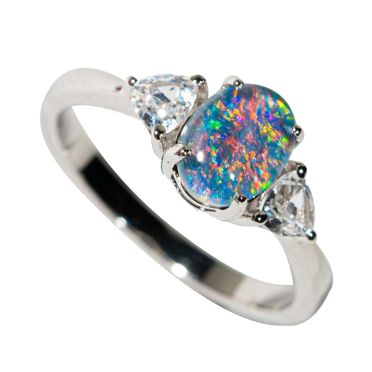 * A color splash sterling silver &  topaz  australian opal ring