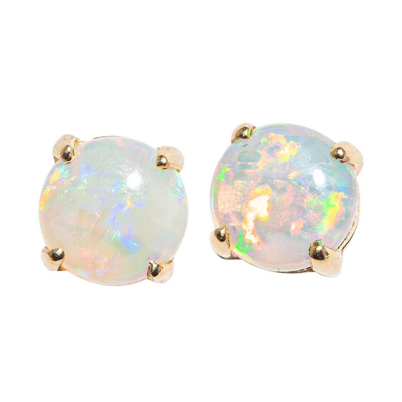 LIGHT GARDEN 14KT YELLOW GOLD AUSTRALIAN WHITE OPAL STUD EARRINGS