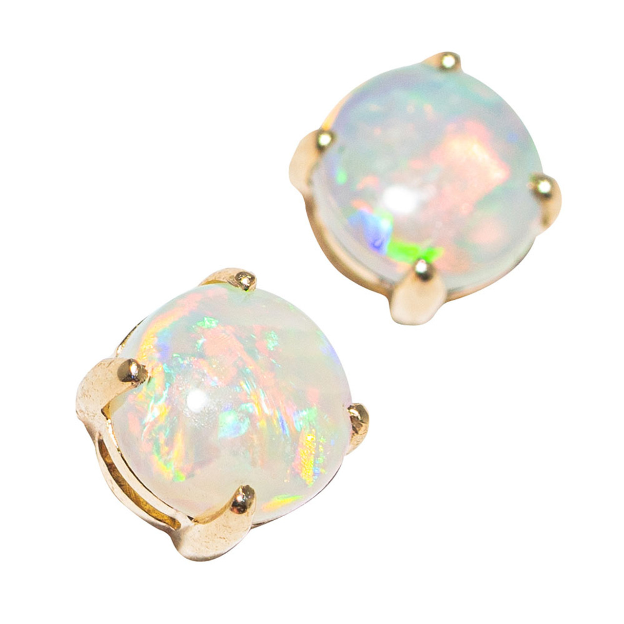 Opal Stud Earrings 14k Gold Filled Blue Opal Studs,8mm Round Shape NEW  Fashion | eBay