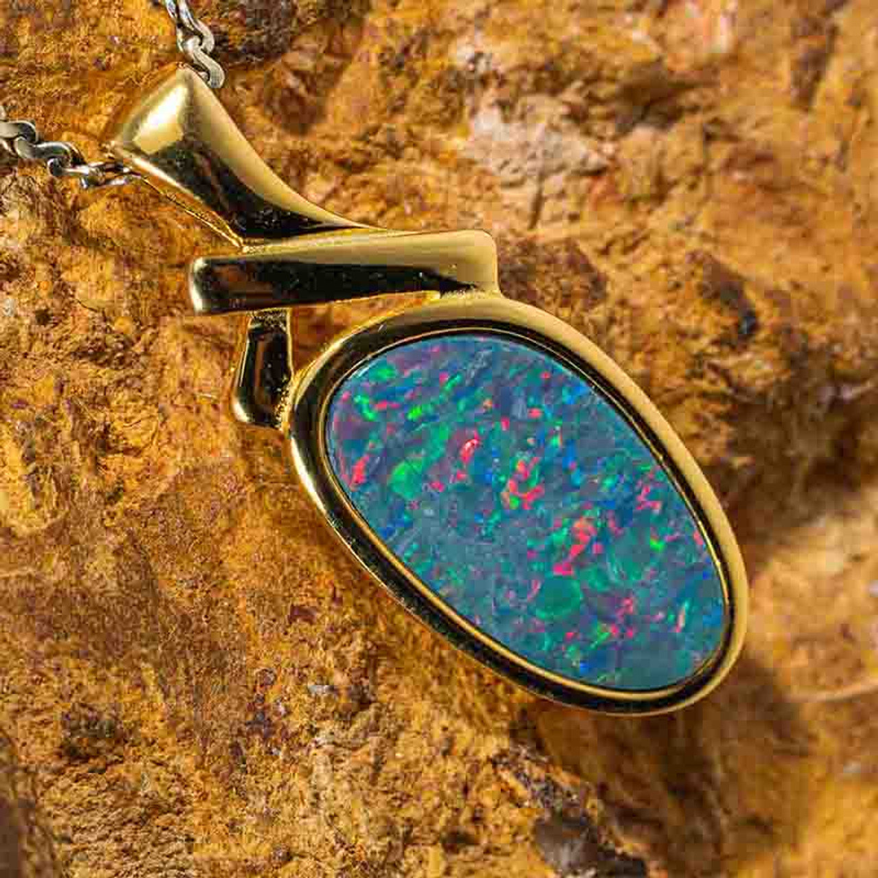 SPACE ODDITY 18KT YELLOW GOLD PLATED AUSTRALIAN OPAL NECKLACE