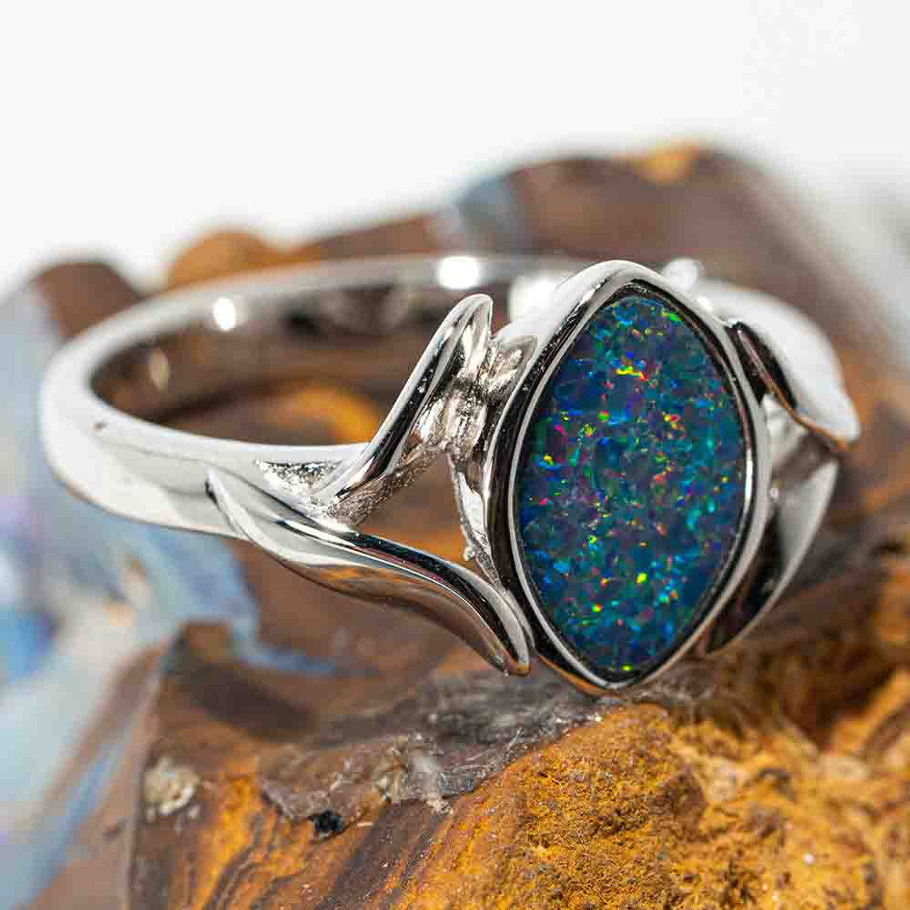 GLIMMER OF HOPE STERLING SILVER AUSTRALIAN OPAL RING