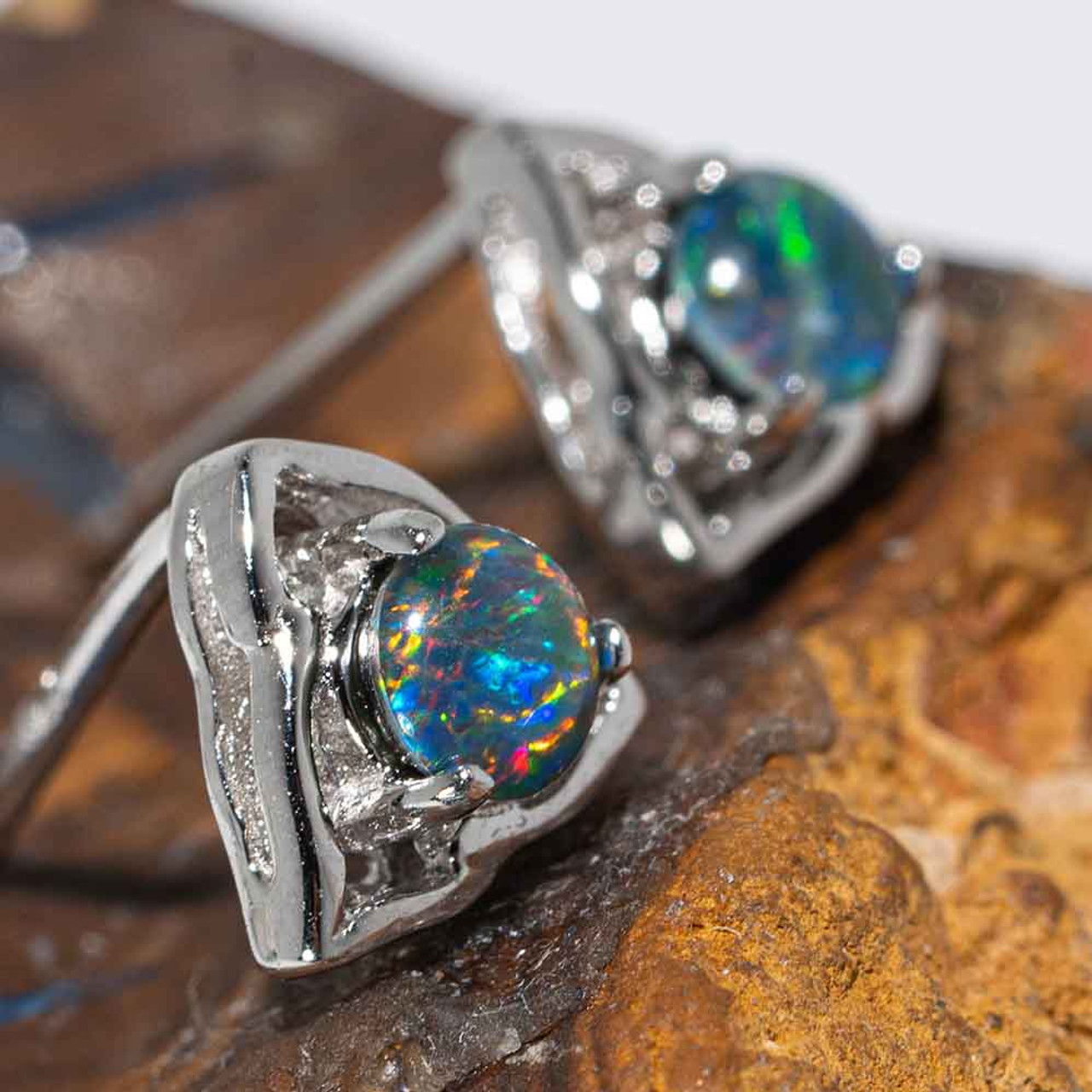 Contemporary Rainbow Sapphire and Diamond Earrings at Susannah Lovis  Jewellers