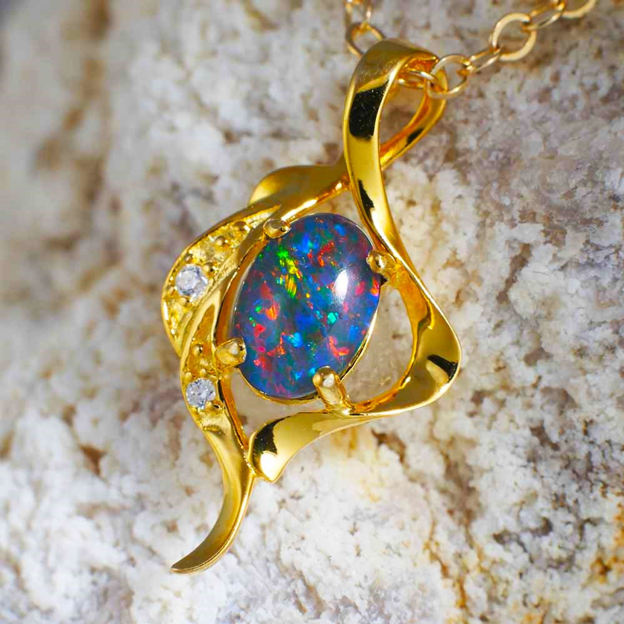 Australian Opal Ruby Diamond Platinum Pendant, GIA – jeweleretteandco