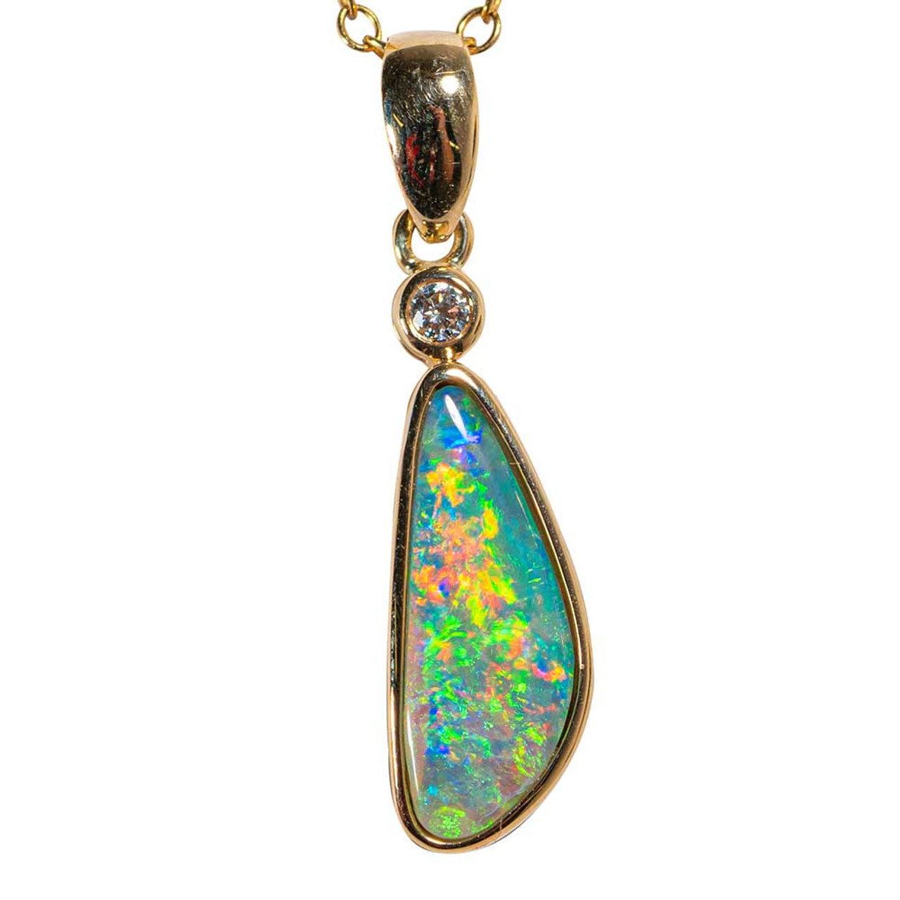 14k Yellow Gold Australian Opal Doublet Pendant | Dickinson Jewelers |  Dunkirk, MD