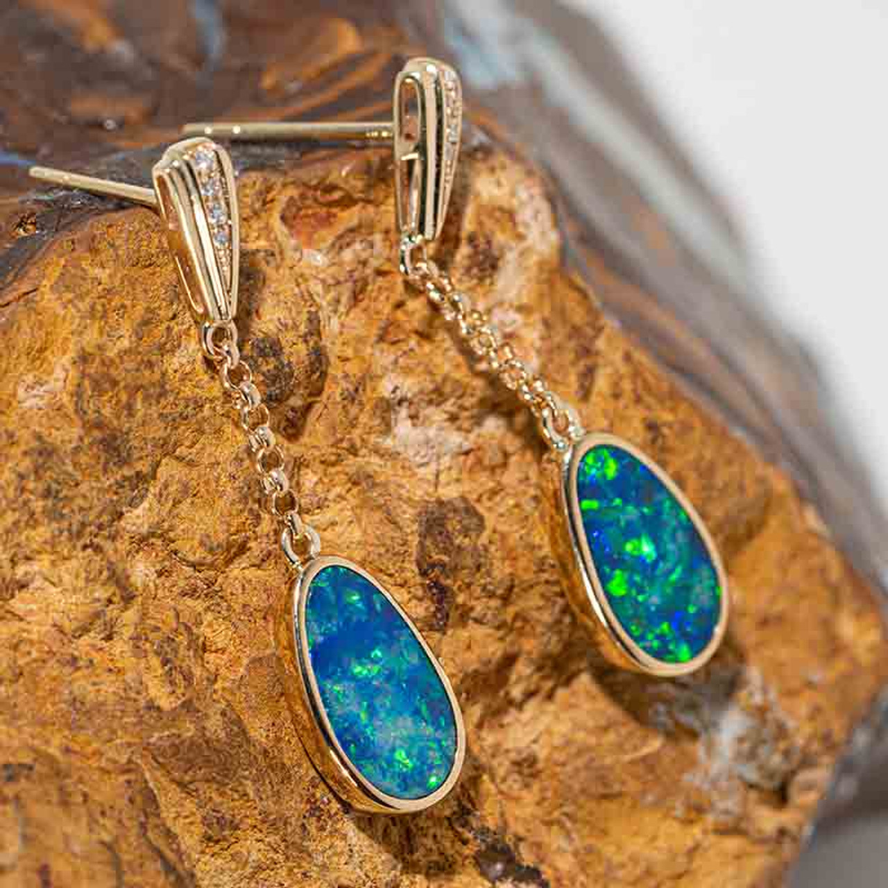 Infinite Drop Australian Solid Opal Earrings - Austral Stones