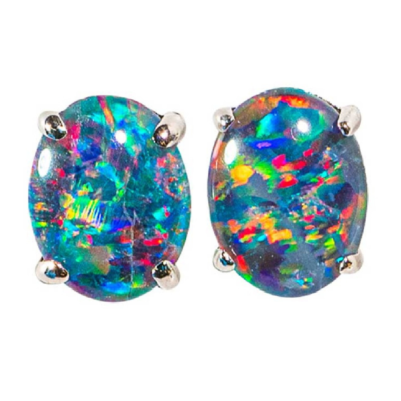 BLISS STERLING SILVER AUSTRALIAN OPAL STUD EARRINGS