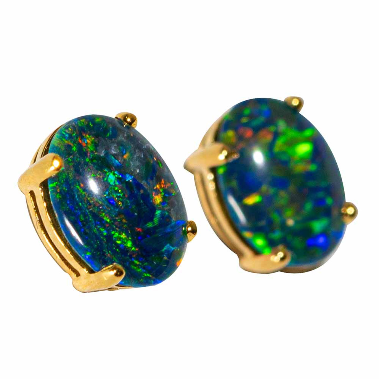 HIGH SHINE GOLD PLATED AUSTRALIAN OPAL STUD EARRINGS