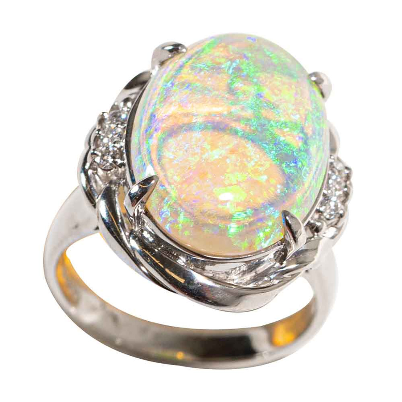 Semi Crystal Opal Ring 14K Yellow Gold