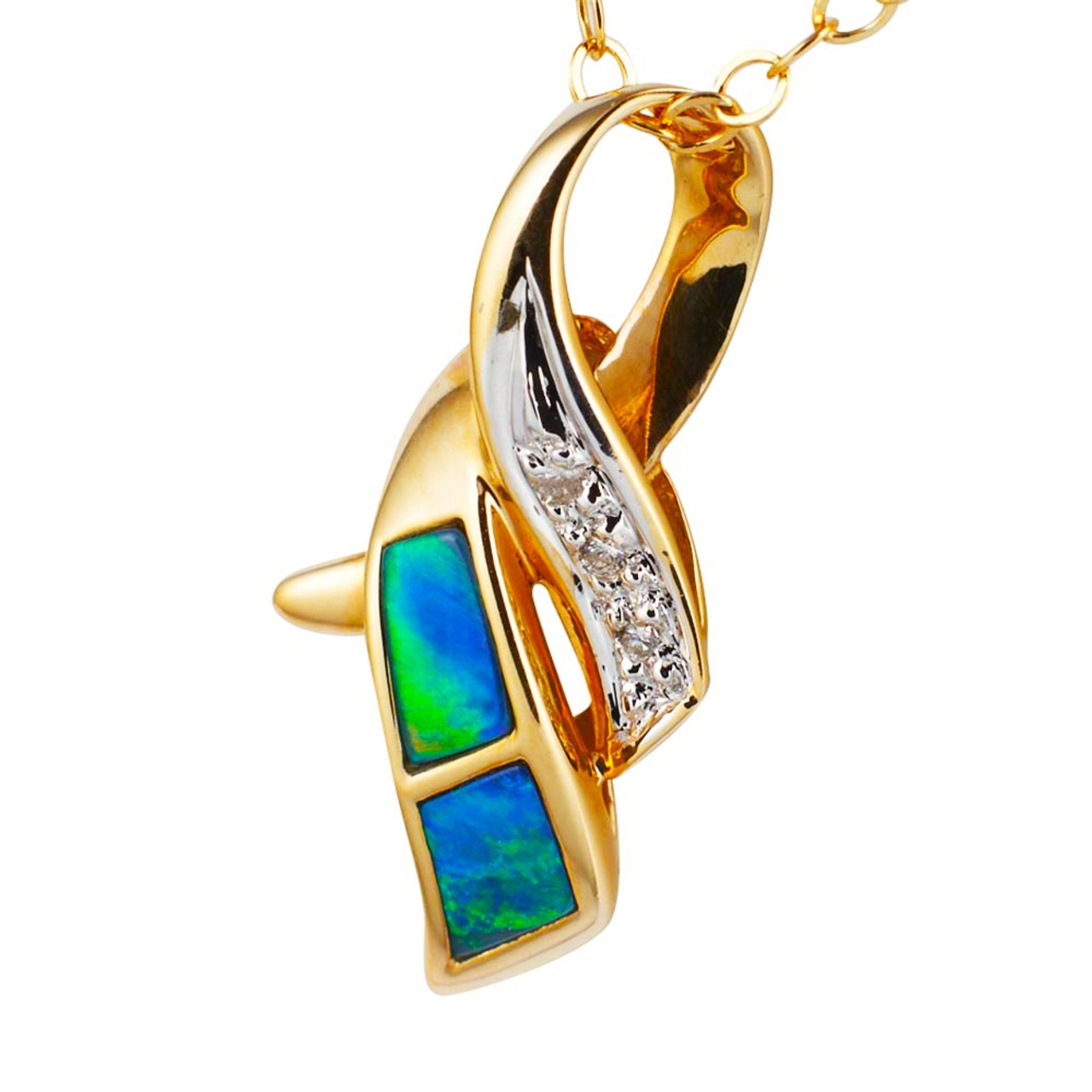 Emerald River Australian Opal Necklace | Opal Pendant | NIXIN